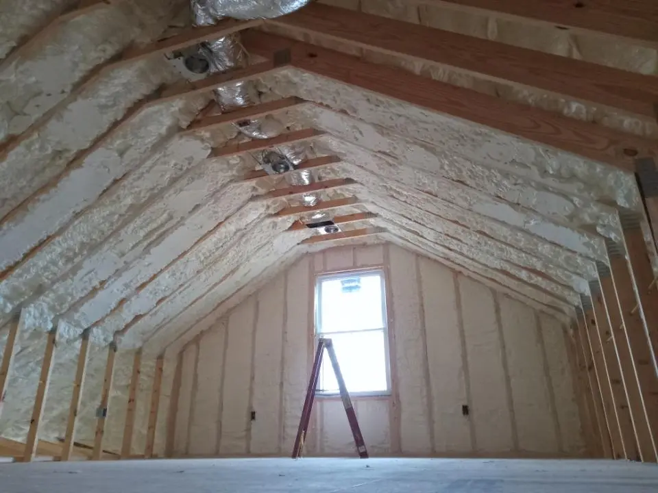Spray foam roofing application for Crawl Space Insulation project in West St. Paul